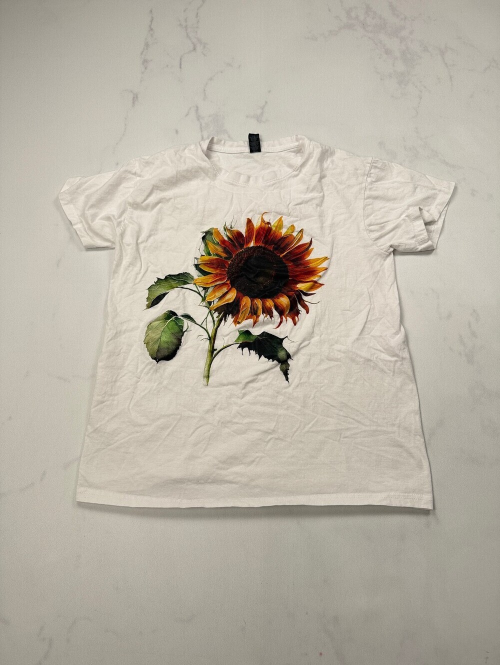 Flower Graphic Tee White Contemporary Printed - Womens M